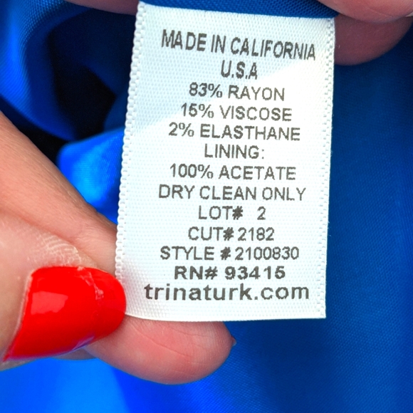 👗Trina Turk Strapless Peacock Blue Cocktail Dress- Size 10 - Picture 7 of 10